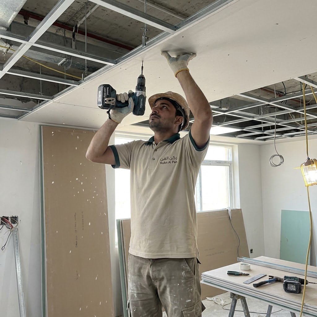 False ceiling and gypsum board installation